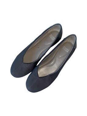 Eileen Fisher‎ Dark Grey Grosgrain Leather Flats Women’s 7.5 US